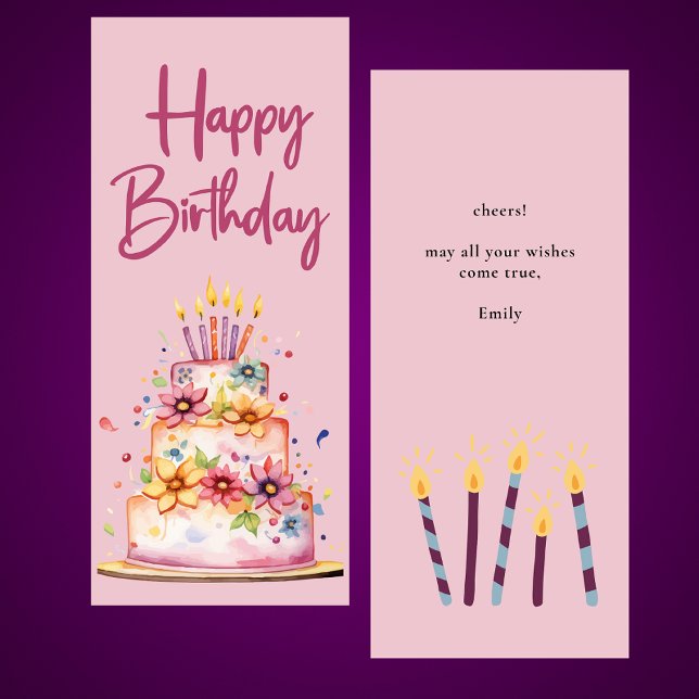 Colourful Pink Girly Happy Birthday Flat Card (Creator Uploaded)