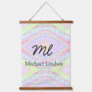 Colourful pink glittersparkle stars add your name hanging tapestry