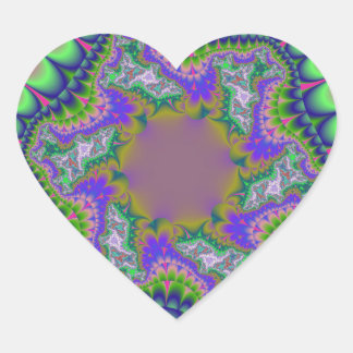 Colourful Pink, Green and Blue Fractal Heart Sticker