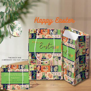 Colourful  Pink Green Bunny  Medium Gift Bag