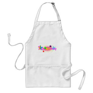 Colourful Pink Happy Birthday Standard Apron