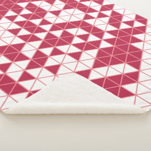 Colourful Pink Magenta Geometric Triangles Sherpa Blanket