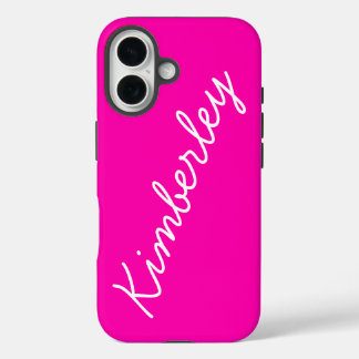 Colourful Pink Neon Monogram Trendy Fashion Colour iPhone 16 Case