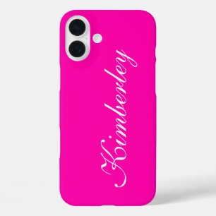 Colourful Pink Neon Monogram Trendy Fashion Colour iPhone 16 Plus Case