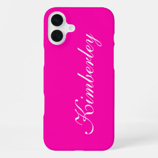Colourful Pink Neon Monogram Trendy Fashion Colour iPhone 16 Plus Case