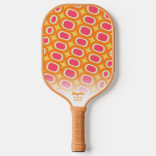 Colourful Pink Orange Abstract Retro Pattern Custo Pickleball Paddle