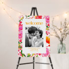 Colourful Pink Orange Floral Wedding Welcome Photo