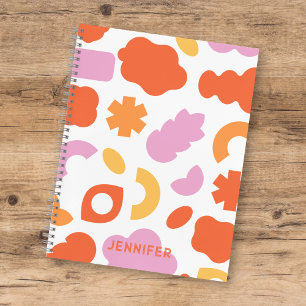 Colourful Pink Orange Organic Shapes Pattern w/Nam Notebook