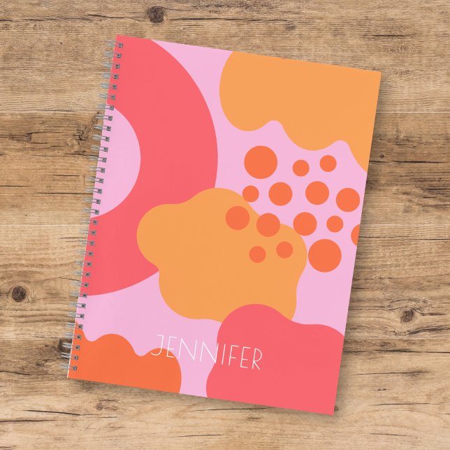Colourful Pink Orange Organic Shapes w/ Name Notebook (Creator Uploaded)