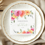 Colourful pink orange peonies spring bridal shower napkin<br><div class="desc">For more advanced customisation of this design,  simply select the "Edit Using Design Tool" button above!</div>