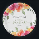 Colourful pink orange peonies spring bridal shower paper plate<br><div class="desc">For more advanced customisation of this design,  simply select the "Edit Using Design Tool" button above!</div>