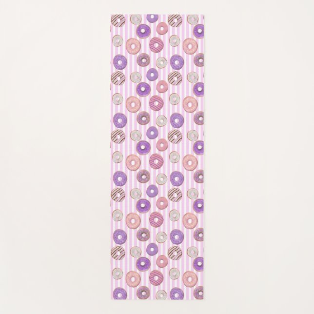 Colourful pink pastel doughnut illustration   yoga mat (Front)