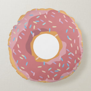 Colourful Pink Pastel Doughnuts & Sprinkles Patter Round Cushion