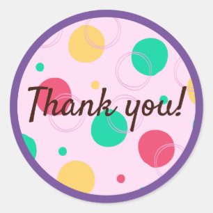 Colourful Pink Polka Dot Confetti Thank You  Classic Round Sticker