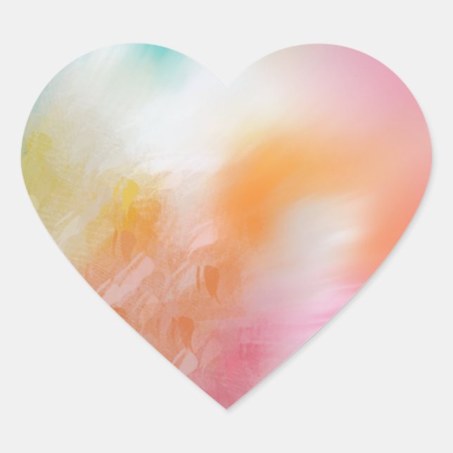 Colourful Pink Red Yellow Blue Abstract Trendy Heart Sticker (Front)