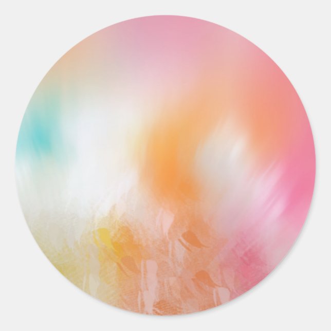 Colourful Pink Red Yellow Blue Template Abstract Classic Round Sticker (Front)