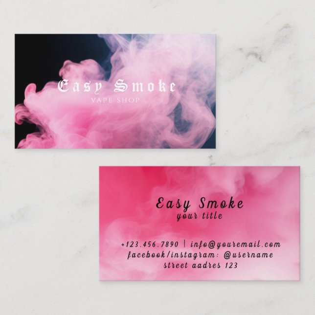 Colourful Pink Smoke Vape Shop Business Card (Front/Back)