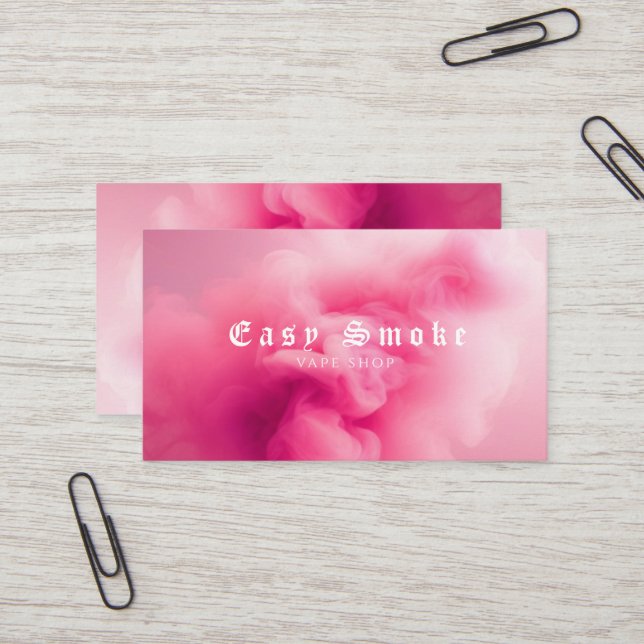 Colourful Pink Smoke Vape Shop Business Card (Front/Back In Situ)