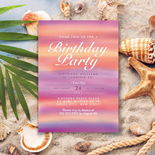 Colourful Pink Sunset Birthday Party Invite