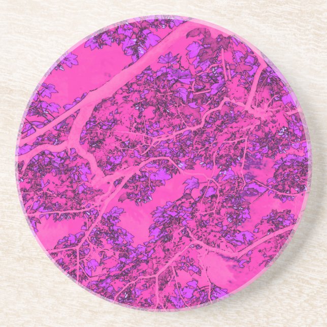 Colourful pink trees coaster (Front)
