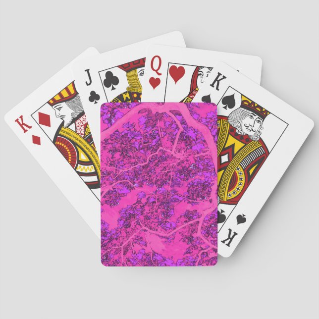 Colourful pink trees playing cards (Back)