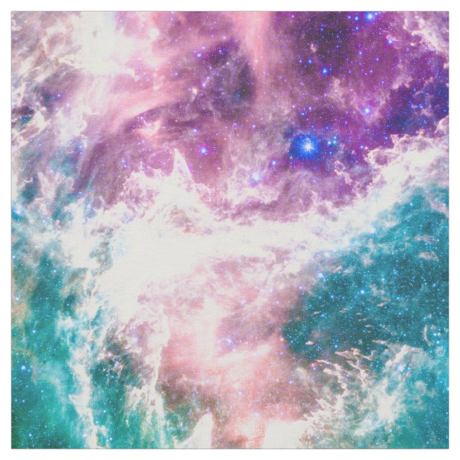 Colourful pink turquoise galaxy modern nebula fabric (Swatch)
