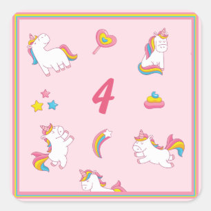 Colourful Pink Unicorns Square Sticker