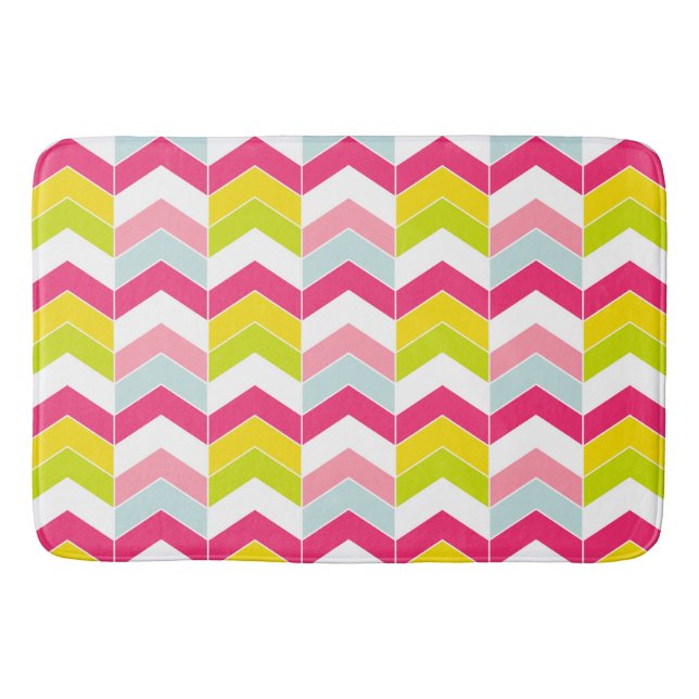 Colourful Pink ZigZag Chevron Pattern Bath Mat (Front)