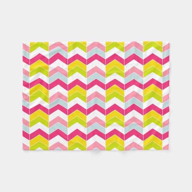 Colourful Pink ZigZag Chevron Pattern Fleece Blanket (Front (Horizontal))