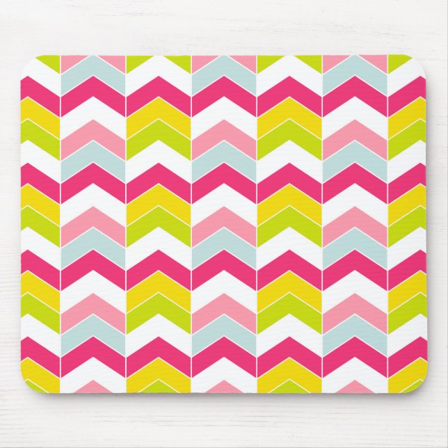 Colourful Pink ZigZag Chevron Pattern Mouse Pad (Front)