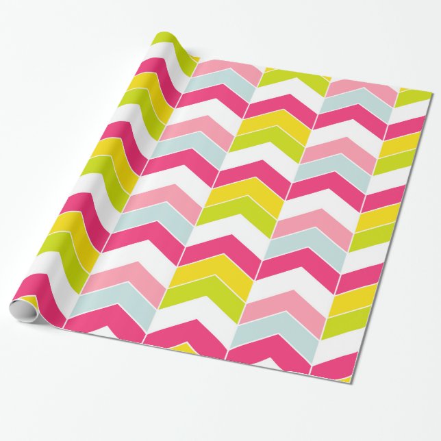 Colourful Pink ZigZag Chevron Pattern Wrapping Paper (Unrolled)