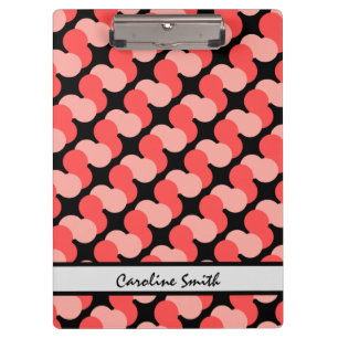 Colourful (pinks on black) modern, personalised clipboard