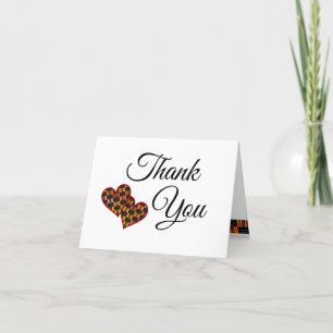 Colourful Pinstripe Kente K30 Hearts Wedding Thank You Card
