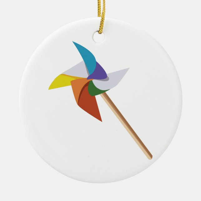 Colourful Pinwheel Ceramic Ornament (Front)