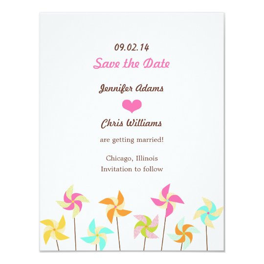 Colourful Pinwheel Themed Wedding Card