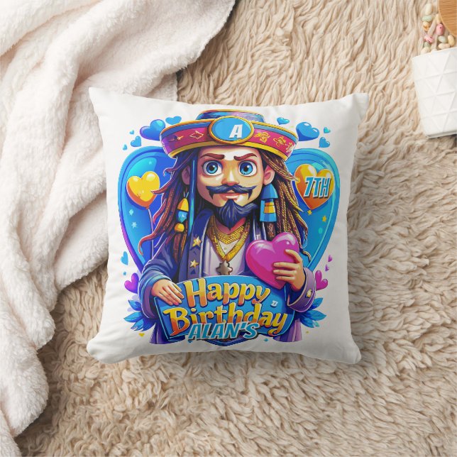 Colourful Pirate Birthday gifts Illustration Cushion (Blanket)