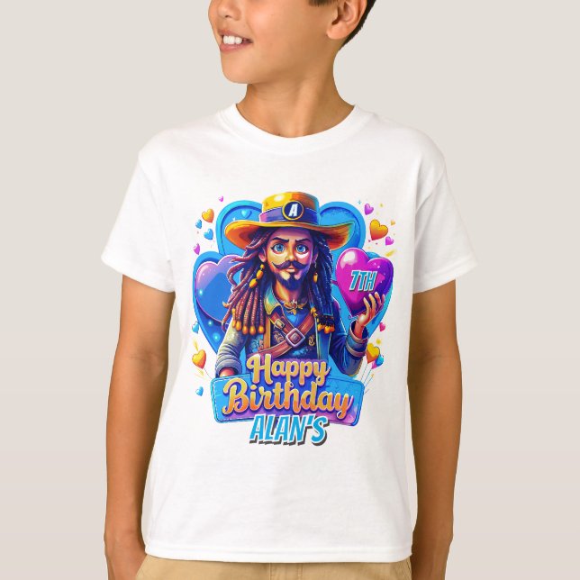 Colourful Pirate Birthday Kids Gifts Illustration T-Shirt (Front)