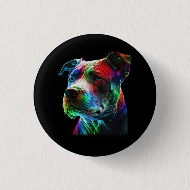 Colourful Pit Bull Beauty Graphic Art Pitbull Dog  3 Cm Round Badge (Front)
