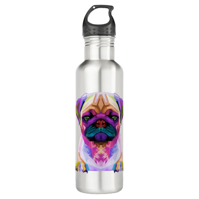 Colourful Pit bull T-Shirt, Pitbull Lover Tee, Col 710 Ml Water Bottle (Front)