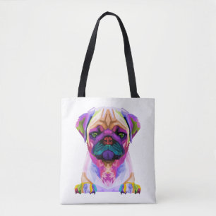 Colourful Pit bull T-Shirt, Pitbull Lover Tee, Col Tote Bag