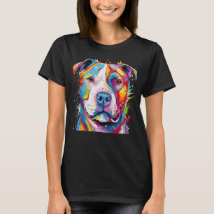 Colourful Pit bull Terrier Dog Love r Dad Mum Boy  T-Shirt