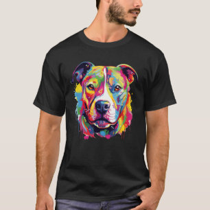 Colourful Pit bull Terrier Dog Love r Dad Mum Boy  T-Shirt