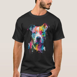 Colourful Pit bull Terrier Dog Love r Dad Mum Boy  T-Shirt