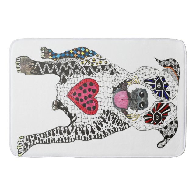 Colourful Pitbull Dog Love White Background Bath Mat (Front)