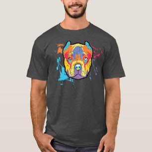Colourful Pitbull Dog Lover, Ladies Man Dog, Love  T-Shirt