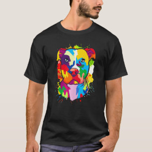 Colourful Pitbull Painting Dogs  Artwork splashes T-Shirt