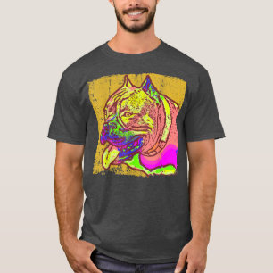 Colourful Pitbull Smile, Dog Is Love, Retro Vintag T-Shirt