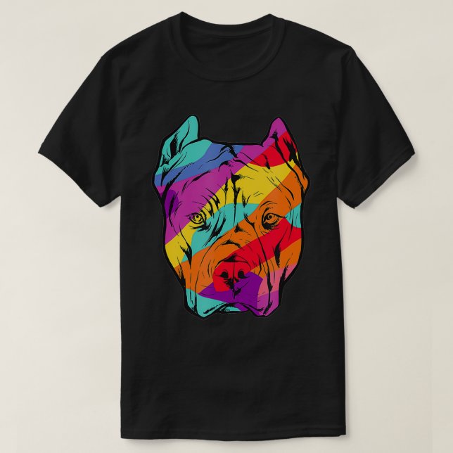 Colourful Pitbull T  Multiple Colours Dog Tee  (Design Front)