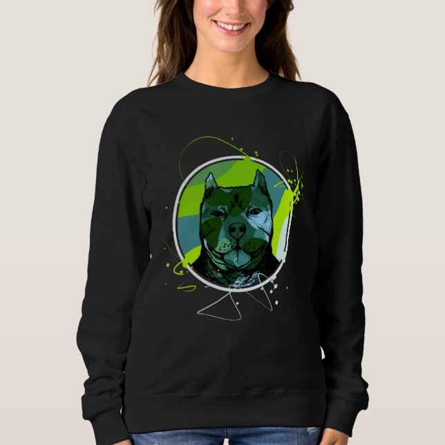 Colourful Pitbull Terrier Dog Love Dad Mum Boy Gir Sweatshirt (Front)