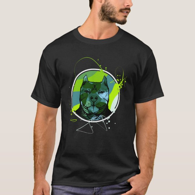 Colourful Pitbull Terrier Dog Love Dad Mum Boy Gir T-Shirt (Front)